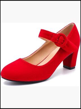 Chunky Block Heel Pumps Ankle Strap Mary Jane Shoes Dressy Casual Office